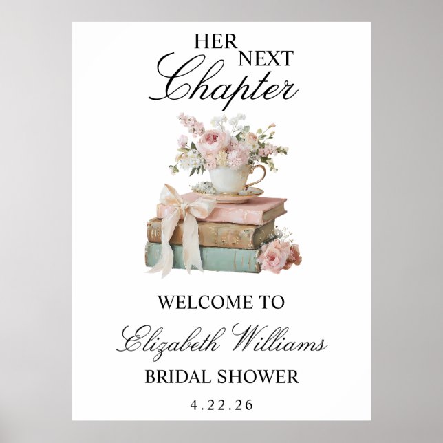 Floral Her Next Chapter Bridal Shower Welcome Sign (Front)