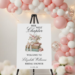 Floral Her Next Chapter Bridal Shower Welcome Sign