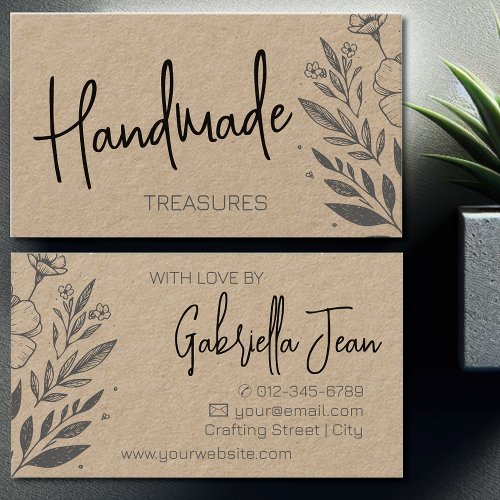 Floral Herbs Handmade Crafts Flower Drawing Business Card