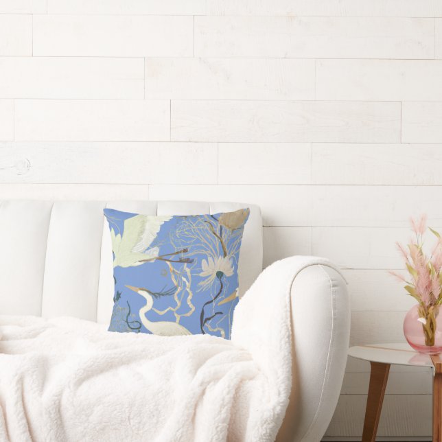 Floral Herons Throw Pillow (Couch)