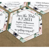 Floral Hexagon-Shaped Save the Date Magnet (Front)