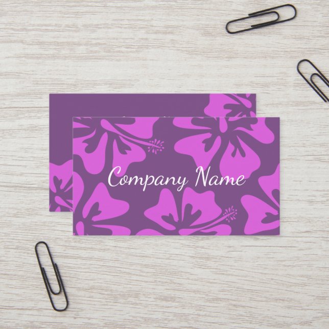 Floral Hibiscus flower business card template (Front/Back In Situ)