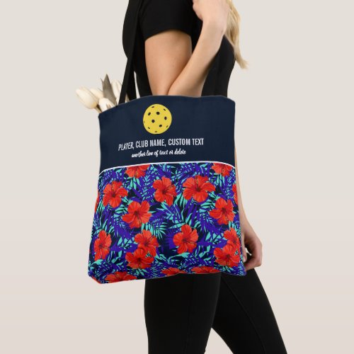 Floral Hibiscus Print Custom Pickleball Paddle Tote Bag