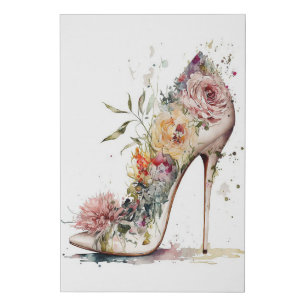 Floral High Heel Faux Canvas Print