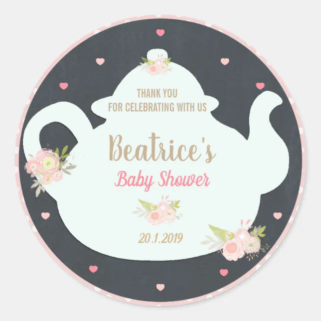 Floral High Tea Baby Shower Thank You Sticker | Zazzle