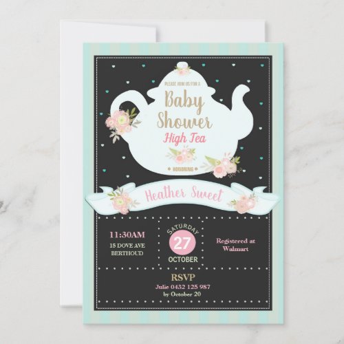 Floral High Tea Party Baby Shower Invitation