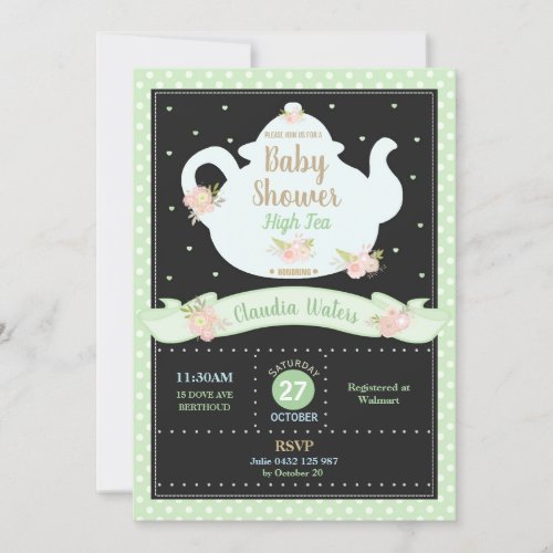 Floral High Tea Party Baby Shower Neutral Invitation