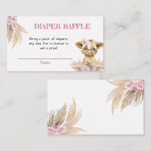 Floral Highland Cow Baby Shower Diaper Raffle  Enclosure Card
