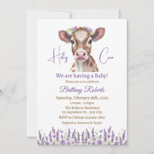 Floral Highland Cow Baby Shower Invitation