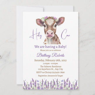 Floral Highland Cow Baby Shower Invitation