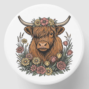 Floral Highland Cow Vintage Engraving Design_1 Mini Candle Favors