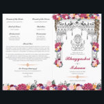 Floral Hindu Wedding Ceremony Folded Program<br><div class="desc">This wedding ceremony program details the important steps of a hindu wedding to explain this to guests who may be unfamiliar or to help them follow along with the sacred rituals of this wonderful day. All of the colors can be edited in the design tool, and the text can be...</div>