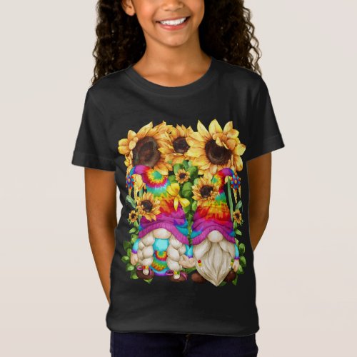 Floral Hippie Gnomes With Sunflower T_Shirt