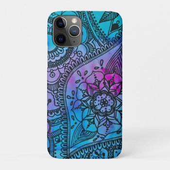 Floral Hippie Pattern - Blue By Megaflora Iphone 11 Pro Case by Megaflora at Zazzle
