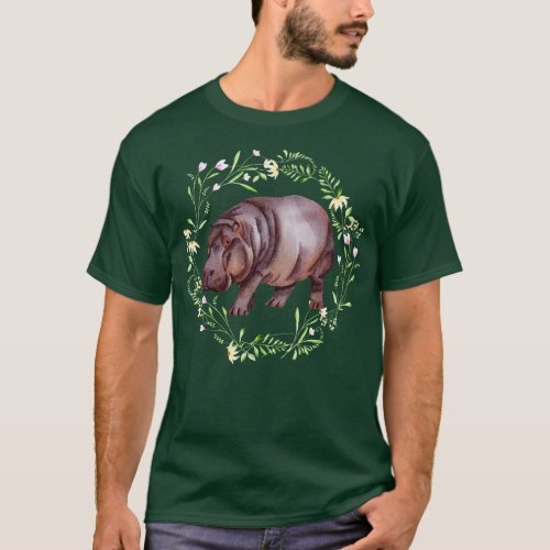 Floral Hippo T_Shirt