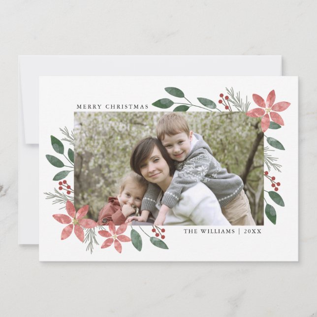 Floral Holiday - Christmas Photo Card (Front)
