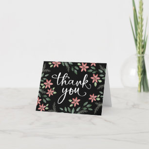Floral Holiday, Christmas Thank You Card