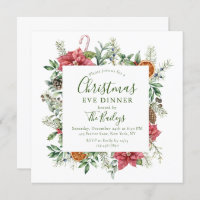 Floral Holiday Frame | Christmas Eve Dinner Invitation