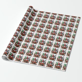 Floral Holiday Gnome Trio Wrapping Paper