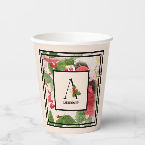 Floral Holiday Monogram Letter A Family Name Paper Paper Cups