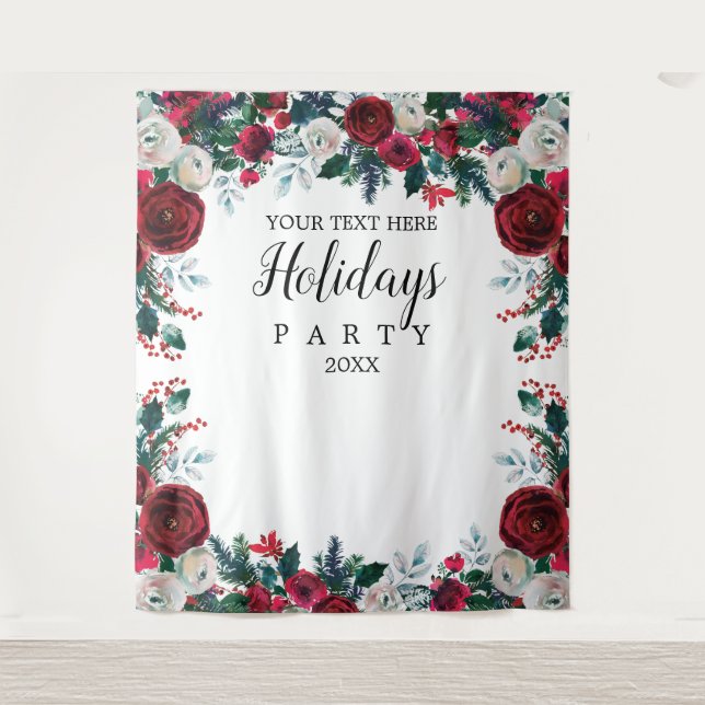Floral Holiday Party photobooth backdrop  (Front)