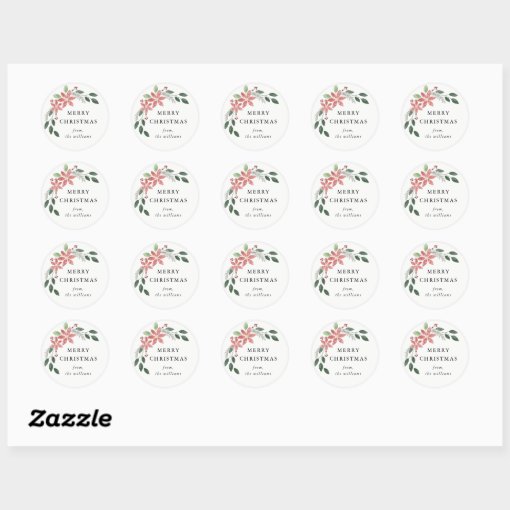 Floral Holiday Round Sticker | Zazzle
