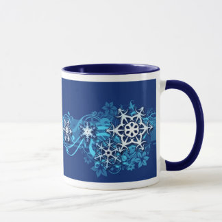 Floral Holiday Snowflake Mug in Blue