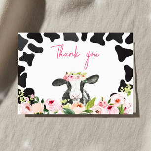 Floral Holy Cow Baby Shower Letterpress Thank You Card