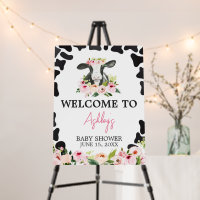 Floral Holy Cow Baby Shower Welcome Sign
