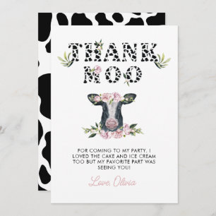 Floral Holy Cow Thank Moo Birthday Thank You Card