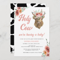 Floral Holy Cow Western Baby Girl Shower Invitation