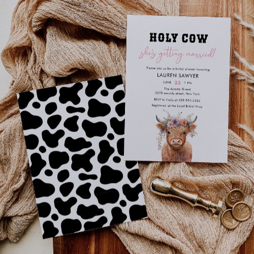 Floral Holy Cow Western Cowgirl Bridal Shower Invitation