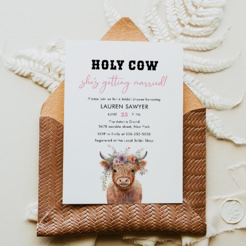 Floral Holy Cow Western Cowgirl Bridal Shower Invitation