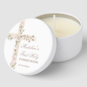 floral Holy cross First Communion Mini Candle Favors