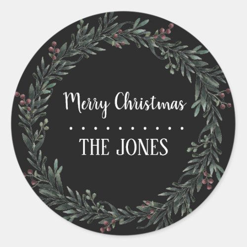 Floral Holy  Wreath  Personalized Christmas Classic Round Sticker