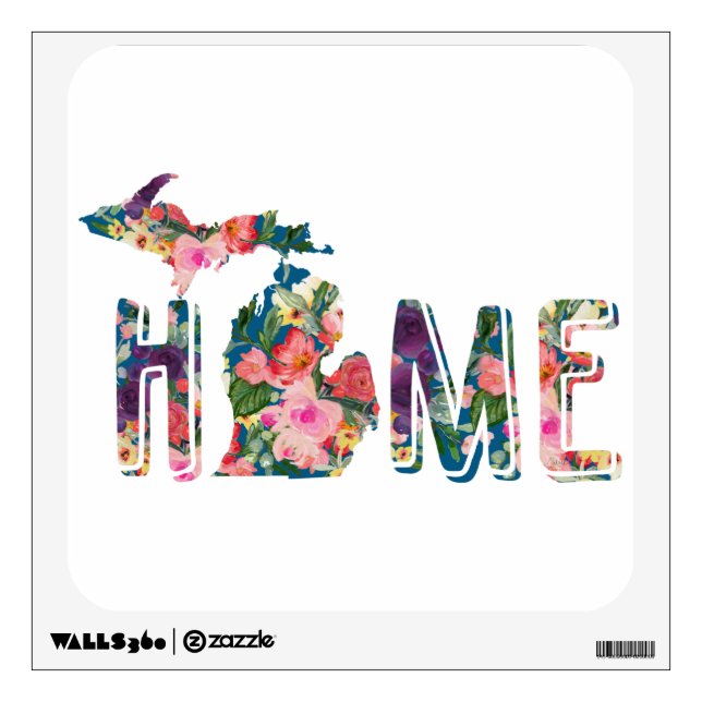 Floral HOME is Michigan Wall Decal (Front)