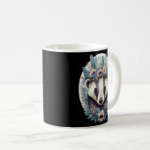 Floral Honey Badger Flower Crown Watercolor Boho A Coffee Mug (Front Right)