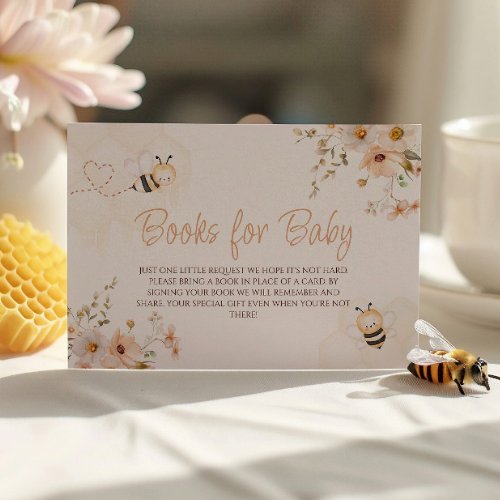 Floral Honey Bee Baby Shower Books For Baby Enclosure Card