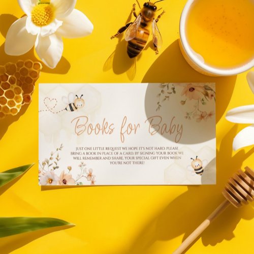 Floral Honey Bee Baby Shower Books For Baby Enclosure Card