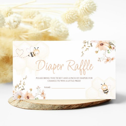 Floral Honey Bee Baby Shower Diaper Raffle Enclosure Card