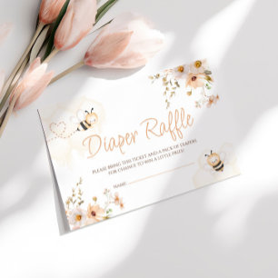 Floral Honey Bee Baby Shower Diaper Raffle Enclosure Card