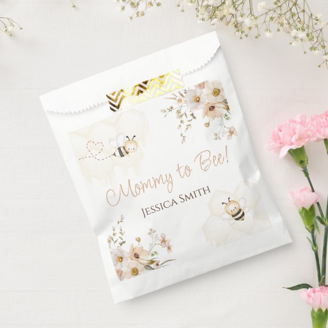 Floral Honey Bee Baby Shower Favor Bag (Sealed)