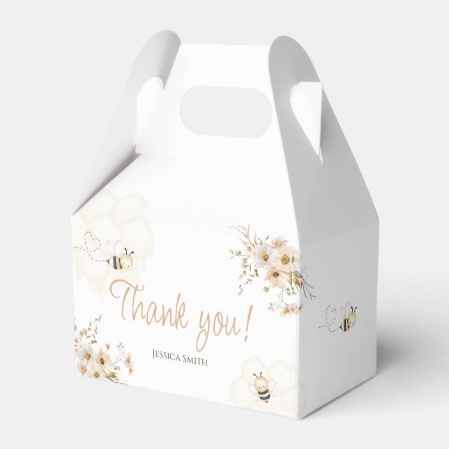 Floral Honey Bee Baby Shower Favor Boxes (Front Side)