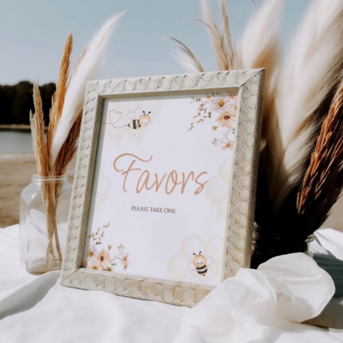 Floral Honey Bee Baby Shower Favors Sign