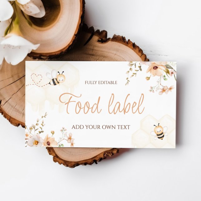 Floral Honey Bee Baby Shower Food Tent Card (Creator Uploaded)