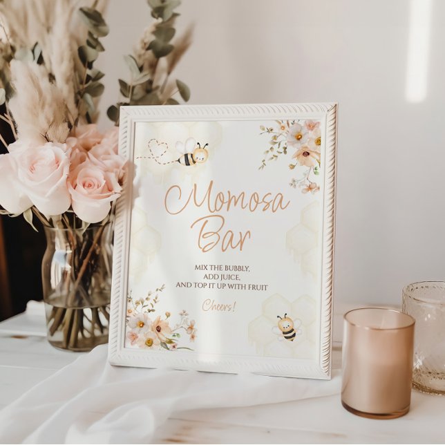 Floral Honey Bee Baby Shower Momosa Bar Sign (Creator Uploaded)