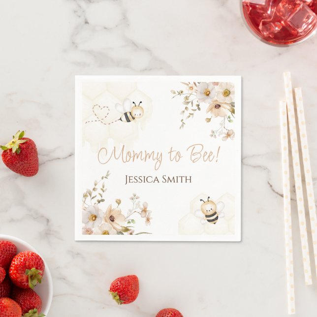 Floral Honey Bee Baby Shower Napkins (Insitu)