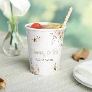 Floral Honey Bee Baby Shower Paper Cups
