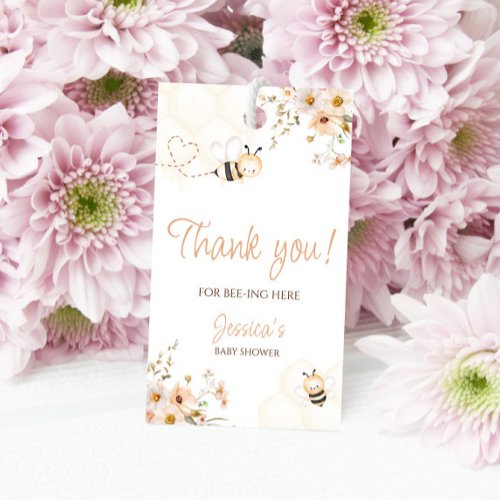 Floral Honey Bee Baby Shower Thank You Gift Tags