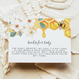 Floral Honey Bee Books for Baby Insert Invitation